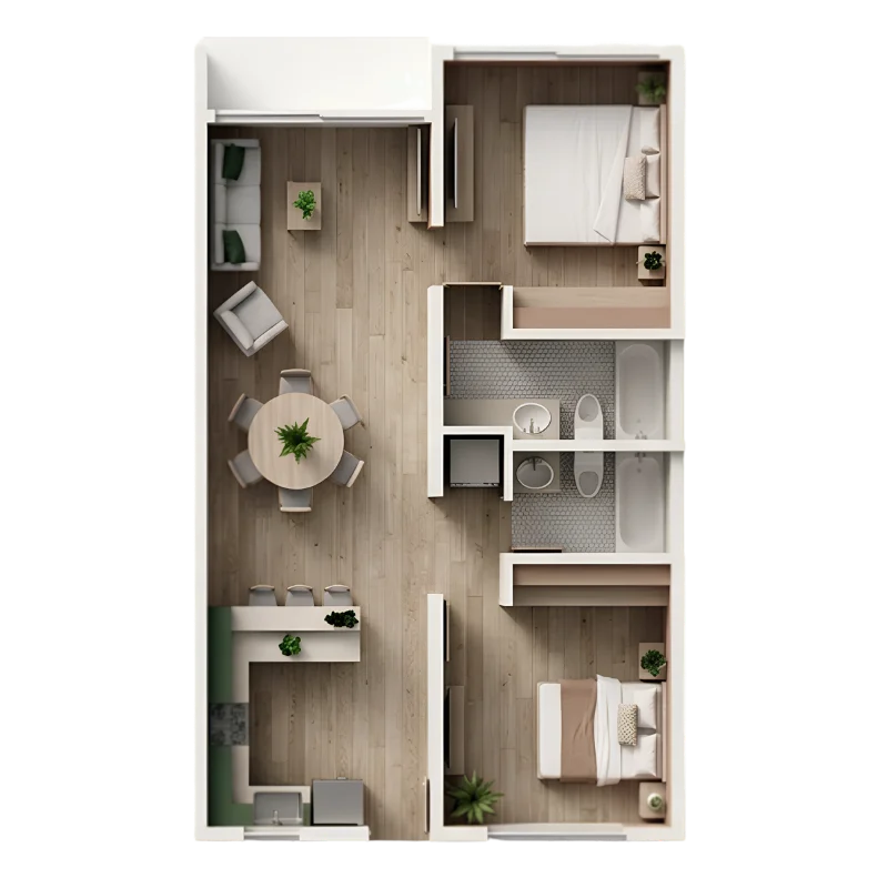 Floor Plan A, 2 Bedrooms, Amelia V